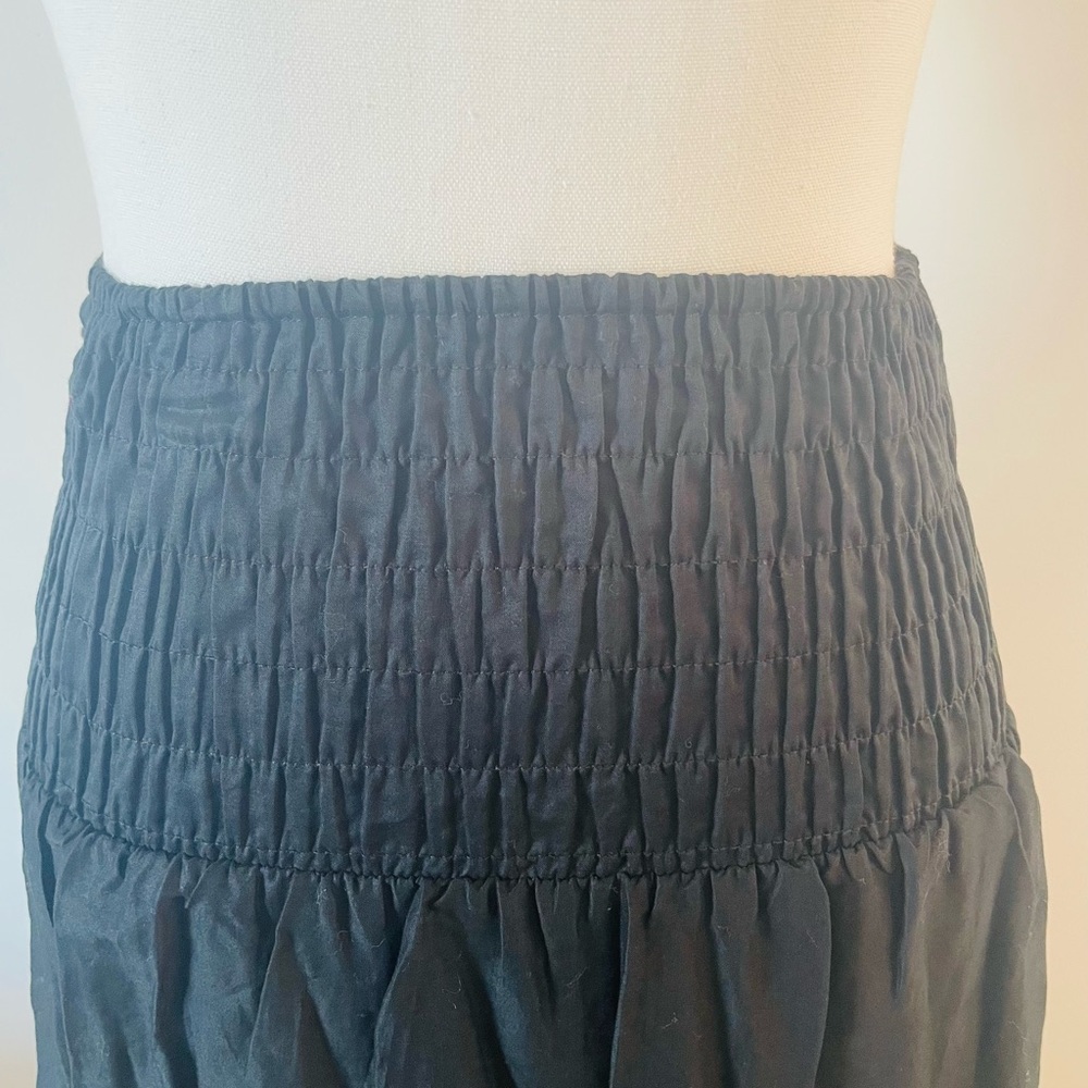 Summer Tiered Maxi Skirt Strapless Midi Dress 100% Cotton Black Women’s XS - Picture 3 of 7